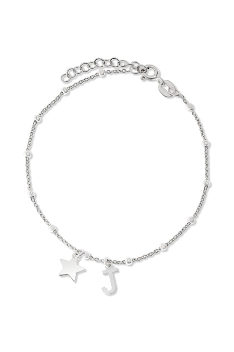 Sterling Silver Initial Star Charm Bracelet