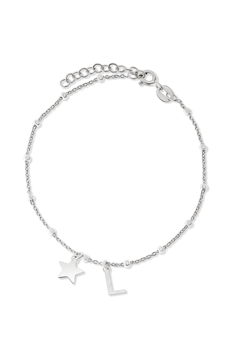 Sterling Silver Initial Star Charm Bracelet