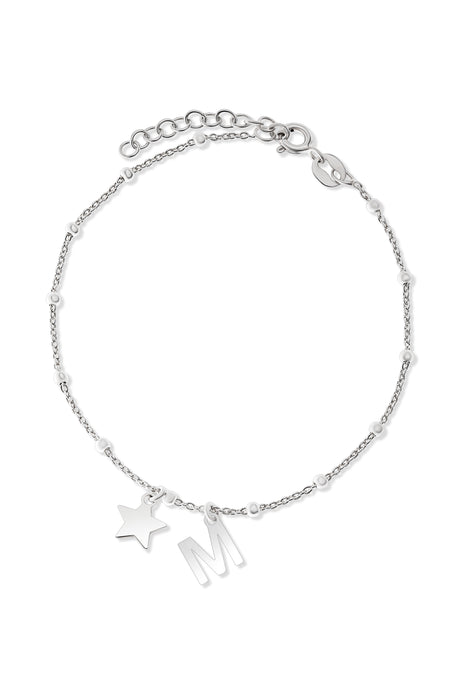 Sterling Silver Initial Star Charm Bracelet