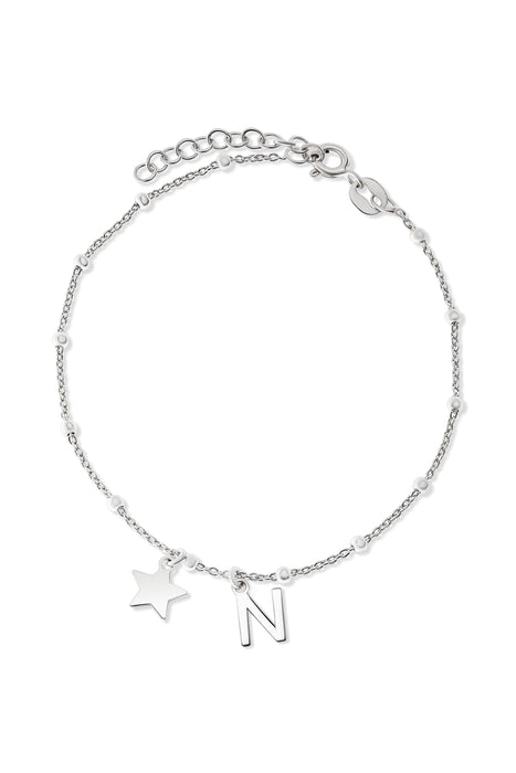 Sterling Silver Initial Star Charm Bracelet