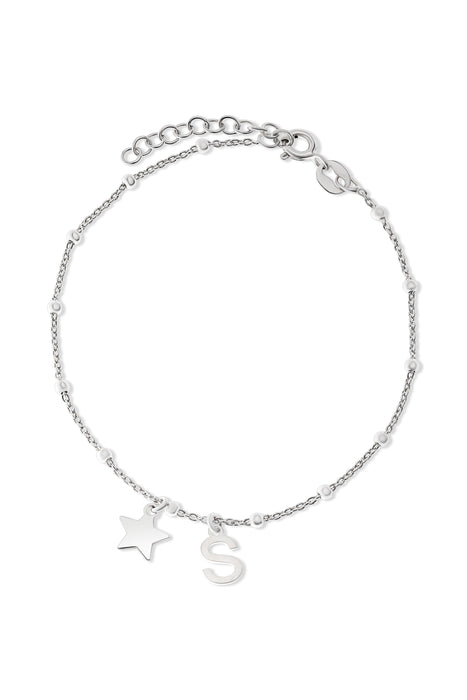 Sterling Silver Initial Star Charm Bracelet