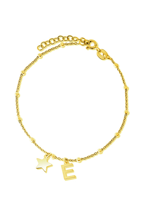 Gold Plated Sterling Silver Initial Star Charm Bracelet