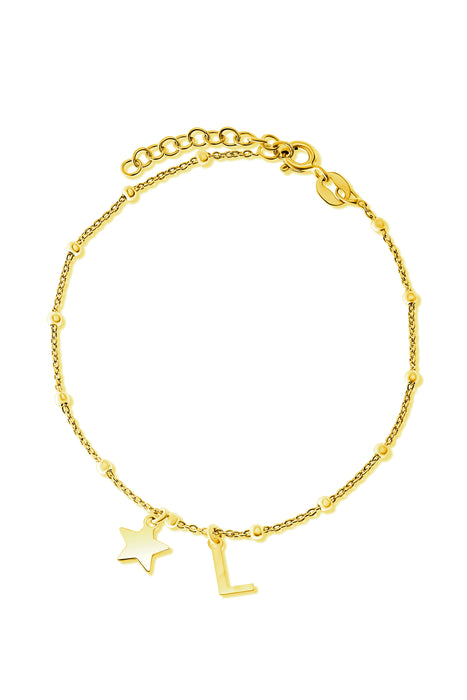 Gold Plated Sterling Silver Initial Star Charm Bracelet