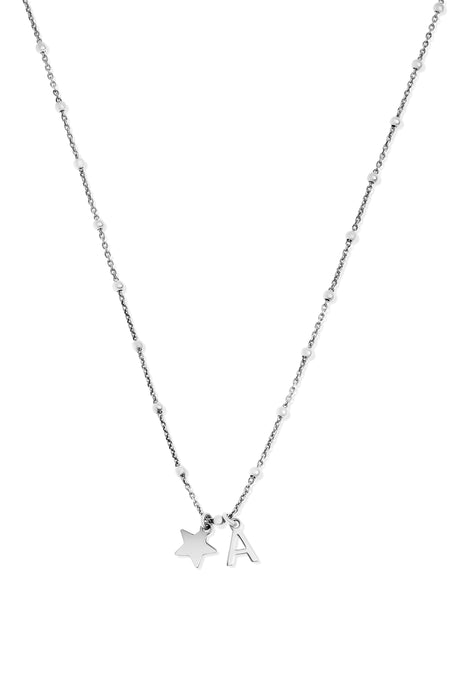 Sterling Silver Initial Star Charm Necklace