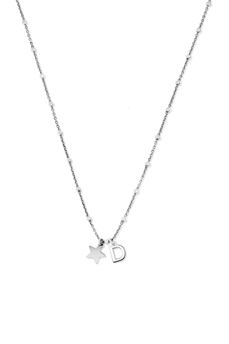 Sterling Silver Initial Star Charm Necklace