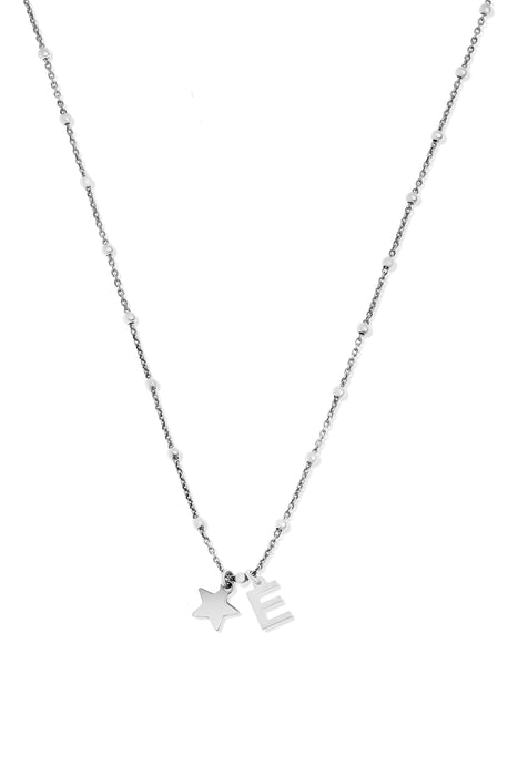 Sterling Silver Initial Star Charm Necklace