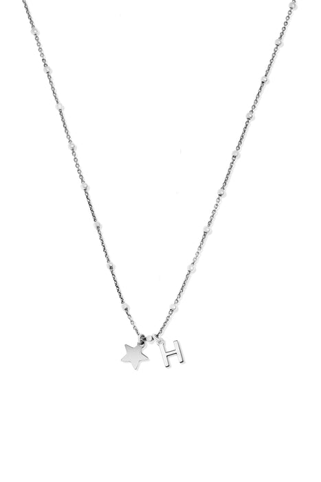 Sterling Silver Initial Star Charm Necklace