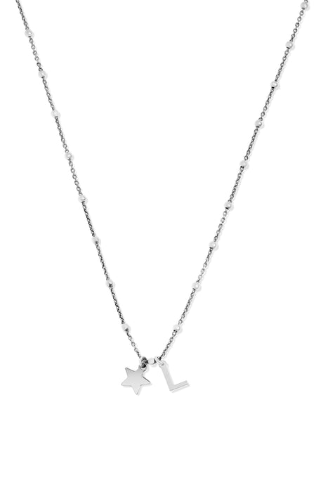 Sterling Silver Initial Star Charm Necklace