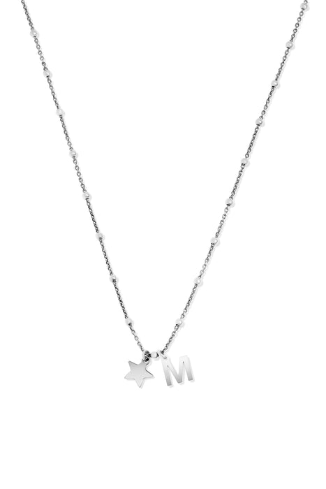 Sterling Silver Initial Star Charm Necklace