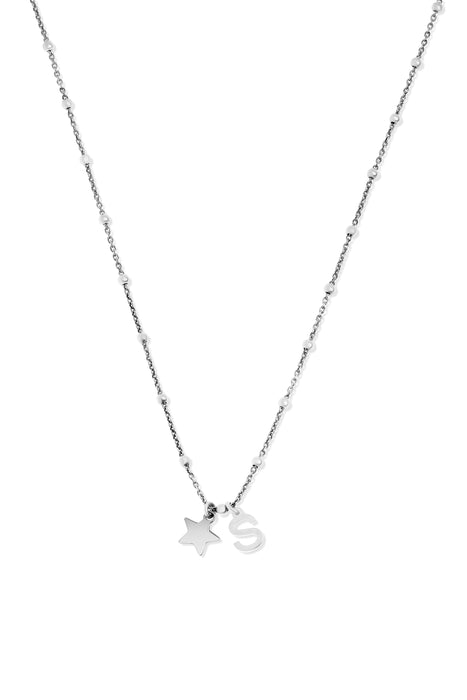 Sterling Silver Initial Star Charm Necklace