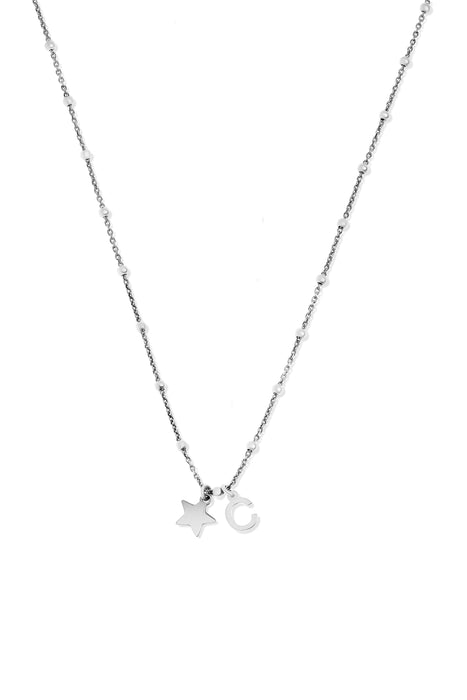 Sterling Silver Initial Star Charm Necklace