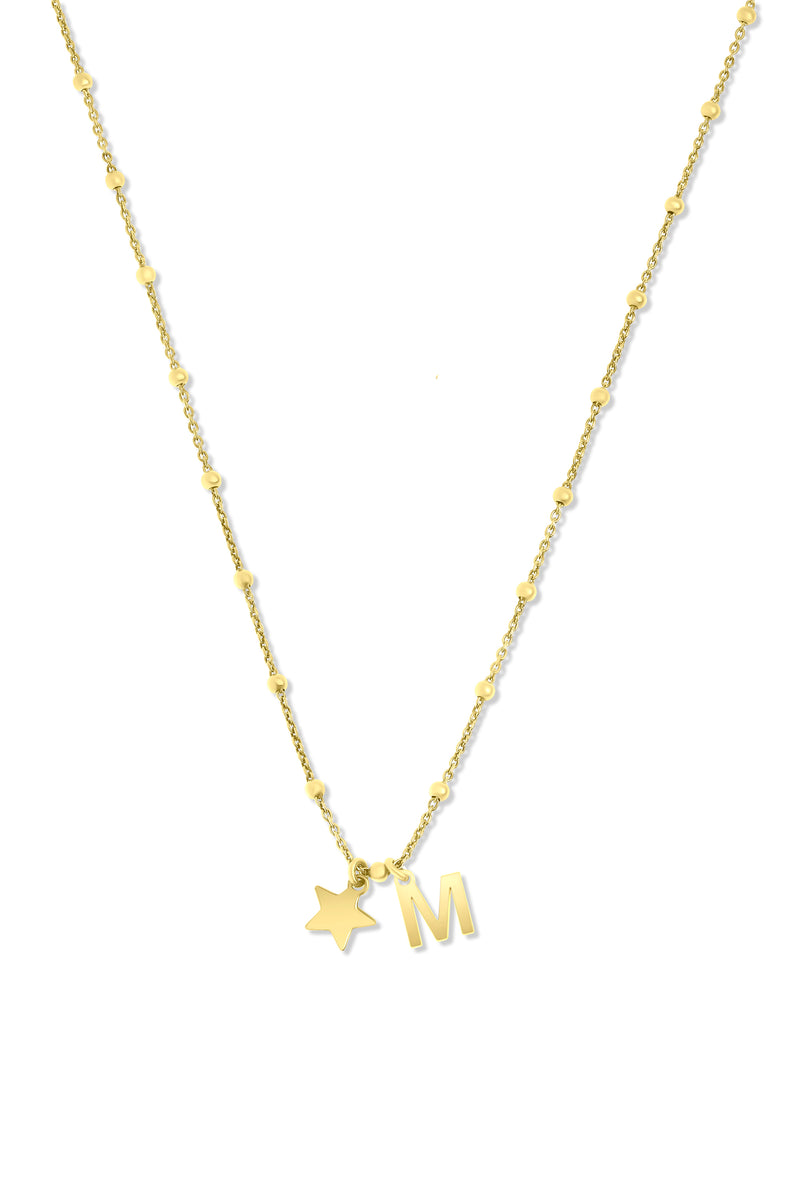 Gold Plated Sterling Silver Initial Star Charm Necklace