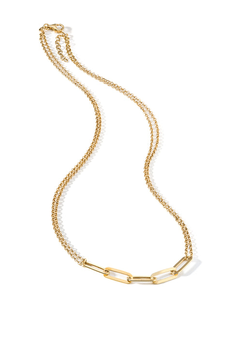 Sterling Silver Gold Plated Triple Link Paperclip Necklace