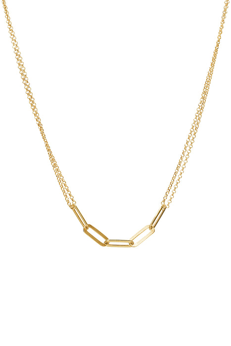 Sterling Silver Gold Plated Triple Link Paperclip Necklace