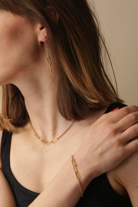 Gold Plated Sterling Silver Paperclip Necklace