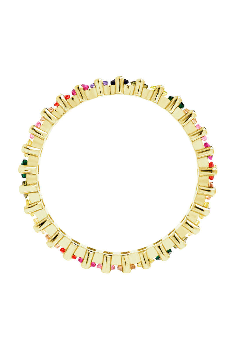 Gold Plated Sterling Silver Multi-Colour Cubic Zirconia Band Ring