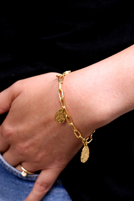 Gold Plated Sterling Silver Paperclip Charm Bracelet