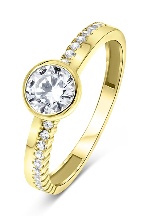 9ct Yellow Gold Cubic Zirconia Bezel Set Solitaire Ring