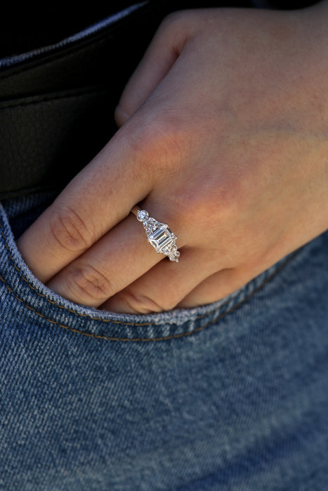 Sterling Silver Cubic Zirconia Emerald Cut Vintage Ring