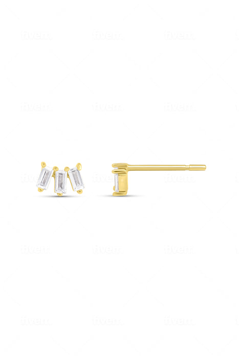 Christmas Bauble Gift | 18ct Gold Plated Sterling Silver Cubic Zirconia Baguette Studs