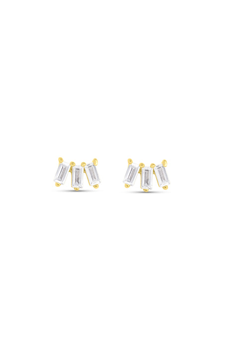 Christmas Bauble Gift | 18ct Gold Plated Sterling Silver Cubic Zirconia Baguette Studs