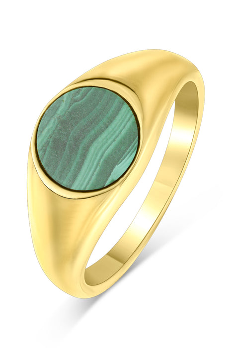 18K Gold Plated Sterling Silver Malachite Signet Ring