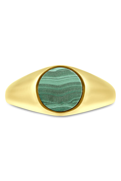 18K Gold Plated Sterling Silver Malachite Signet Ring