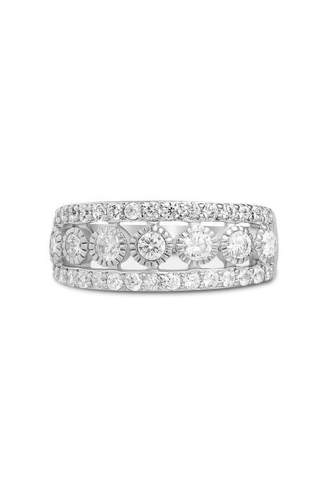 Sterling Silver Cubic Zirconia Vintage Band Ring 