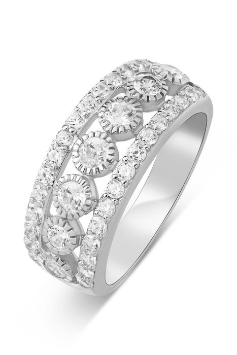 Sterling Silver Cubic Zirconia Vintage Band Ring 