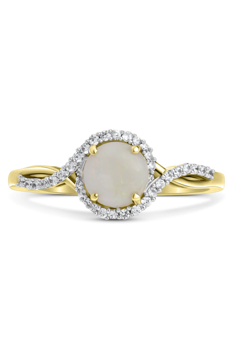 9ct Yellow Gold Opal and CZ Ring