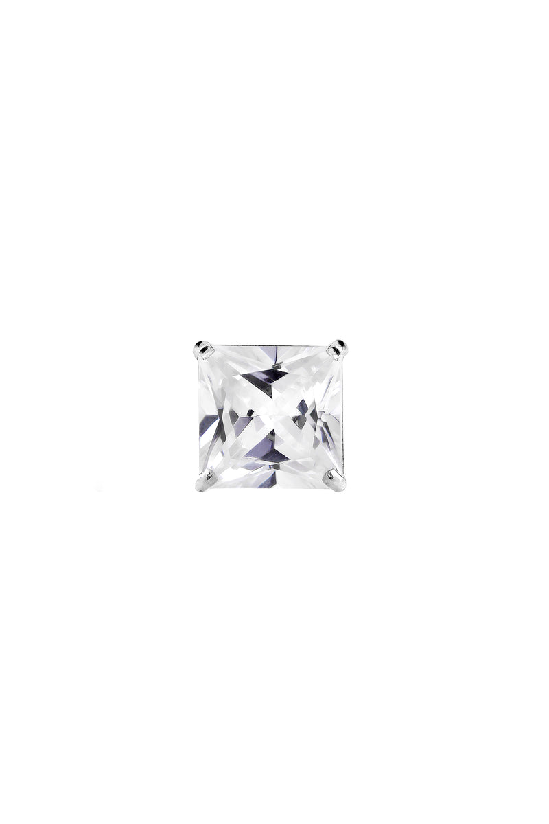 9ct White Gold Cubic Zirconia 6mm Princess Cut Solitaire Single Stud Earring