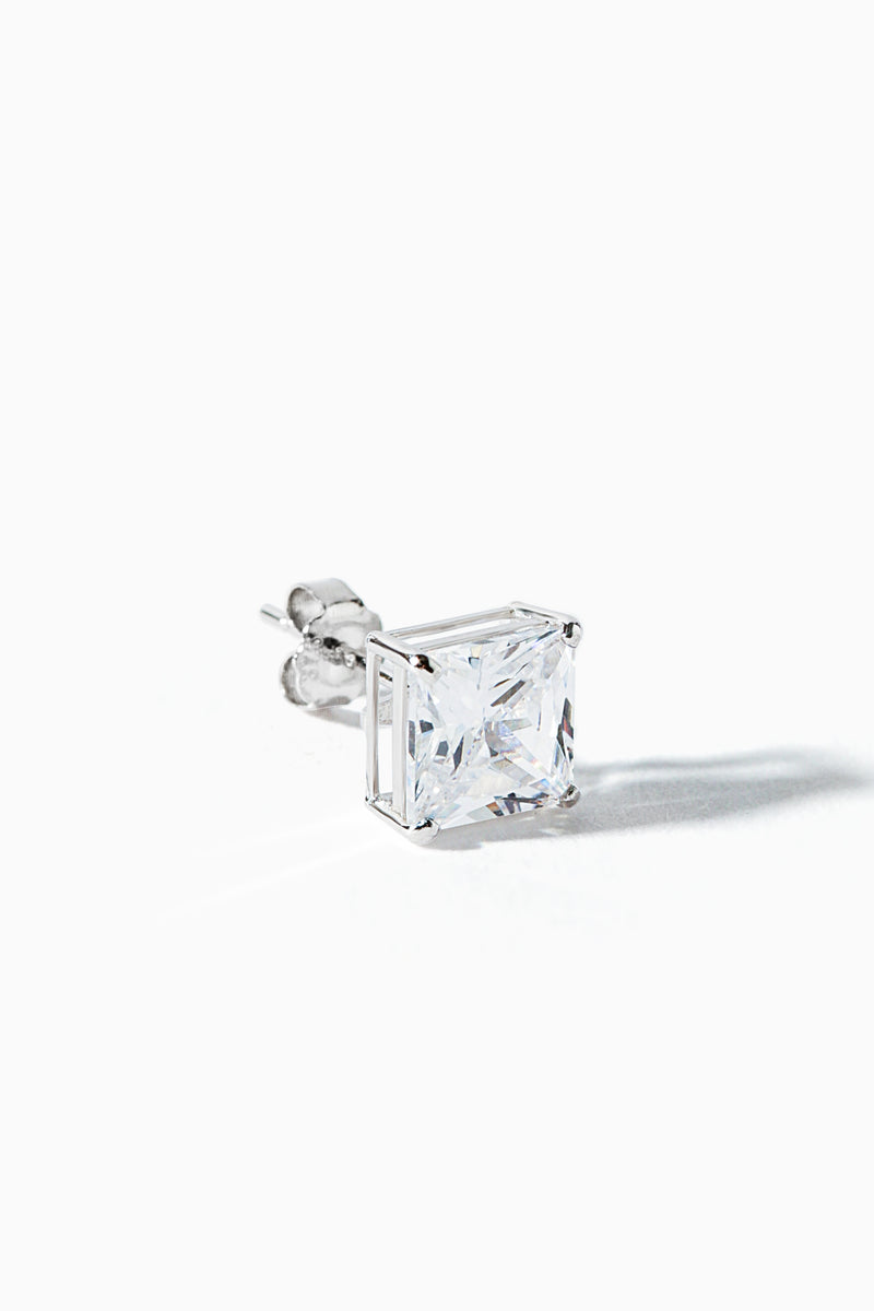 9ct White Gold Cubic Zirconia 6mm Princess Cut Solitaire Single Stud Earring
