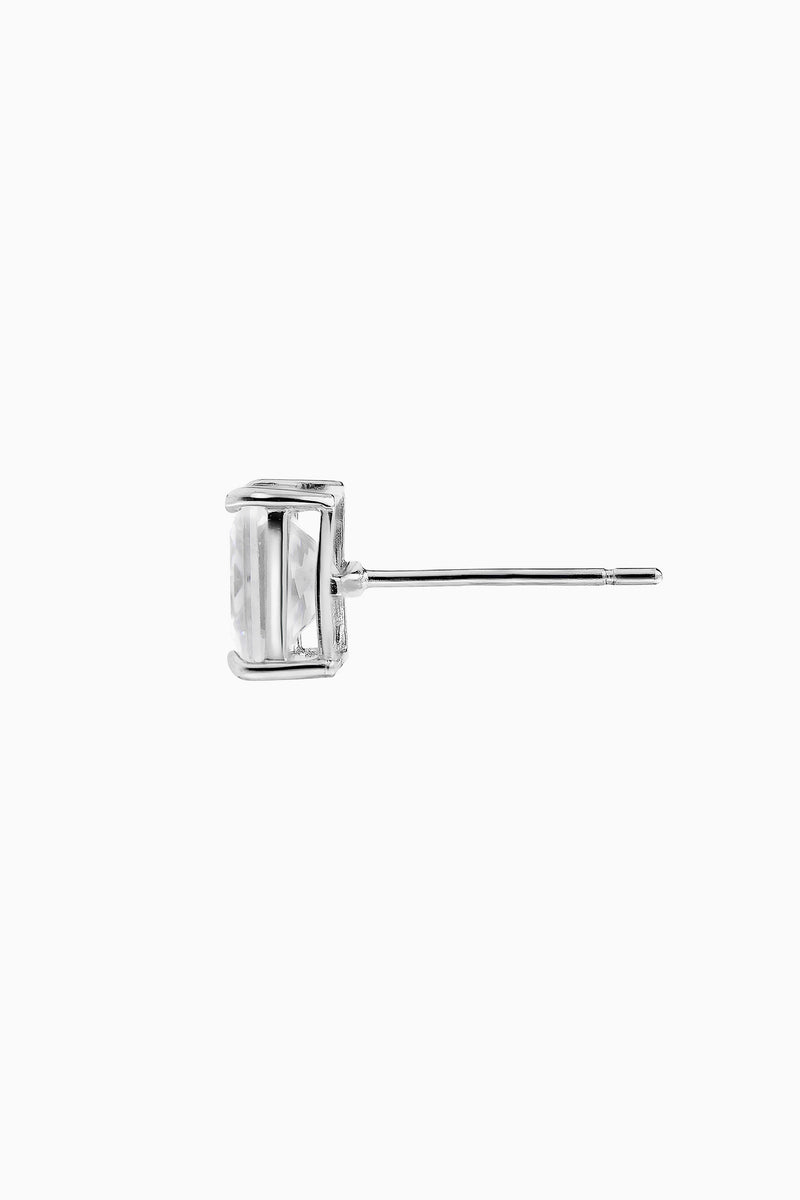 9ct White Gold Cubic Zirconia 6mm Princess Cut Solitaire Single Stud Earring