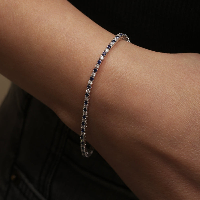 Penelope | 9ct White Gold Created Sapphire and Lab Grown Diamond Bracelet