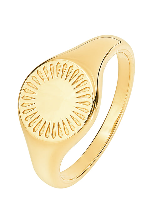 14ct Gold Plated Sterling Silver Signet Sun Ring