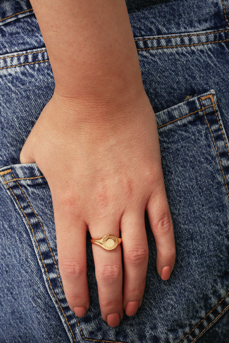 14ct Gold Plated Sterling Silver Signet Sun Ring