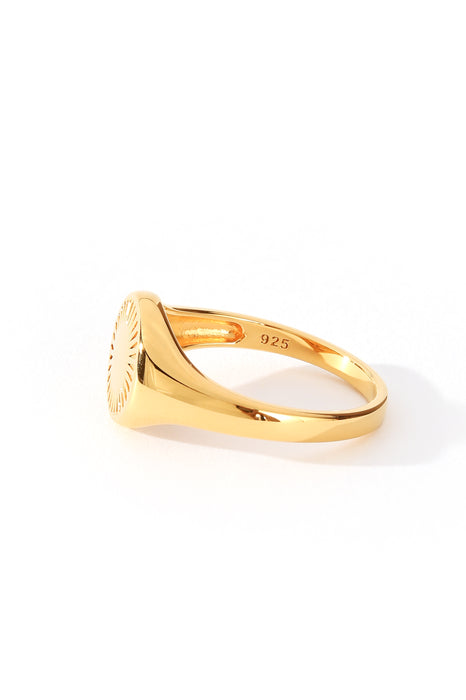 14ct Gold Plated Sterling Silver Signet Sun Ring