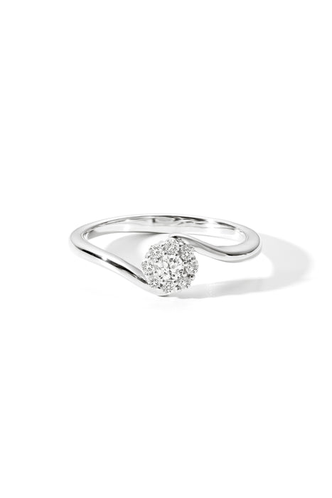 9ct White Gold 0.16ct Diamond Crossover Cluster Engagement Ring