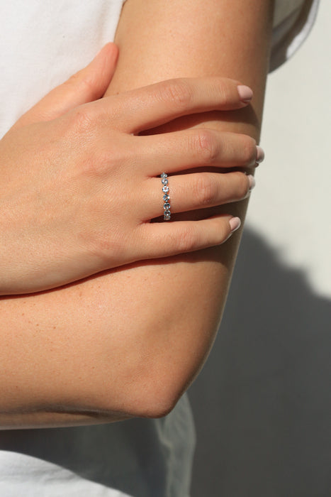 9ct White Gold Sky Blue Topaz Eternity Ring