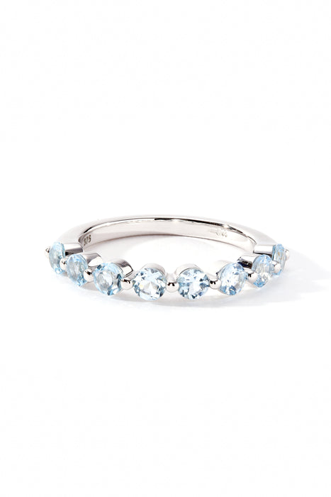 9ct White Gold Sky Blue Topaz Eternity Ring