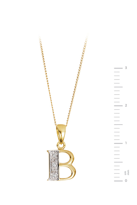 9ct Yellow Gold Diamond Initial Pendant