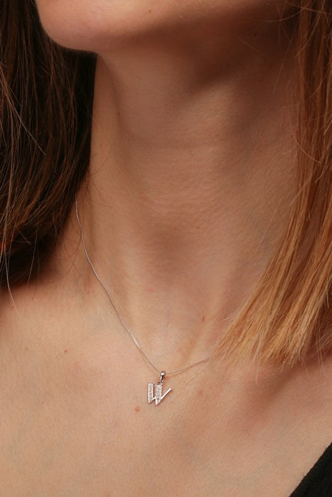 9ct White Gold Diamond Initial Pendant