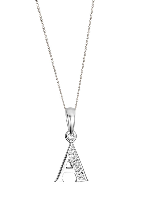 9ct White Gold Diamond Initial Pendant