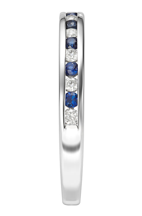 9ct White Gold Sapphire & 0.10ct Diamond Eternity Ring