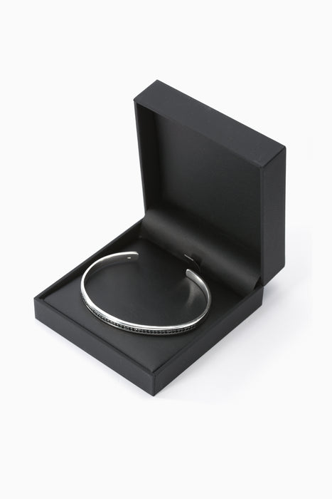 Mens Sterling Silver Black Cubic Zirconia Bangle