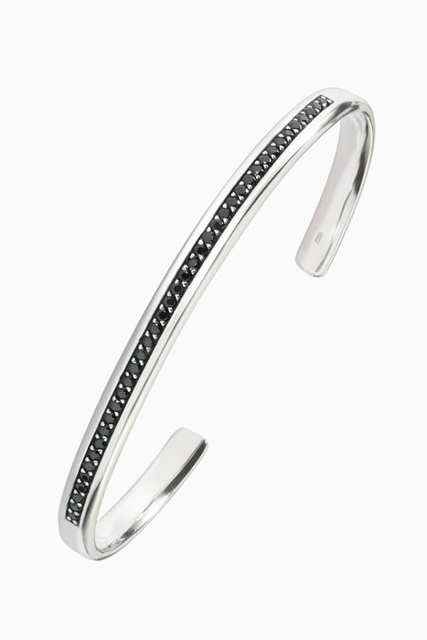 Mens Sterling Silver Black Cubic Zirconia Bangle