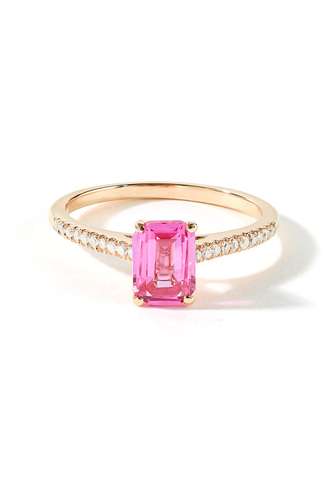 9ct Rose Gold Pink Sapphire and 0.10ct Diamond Ring