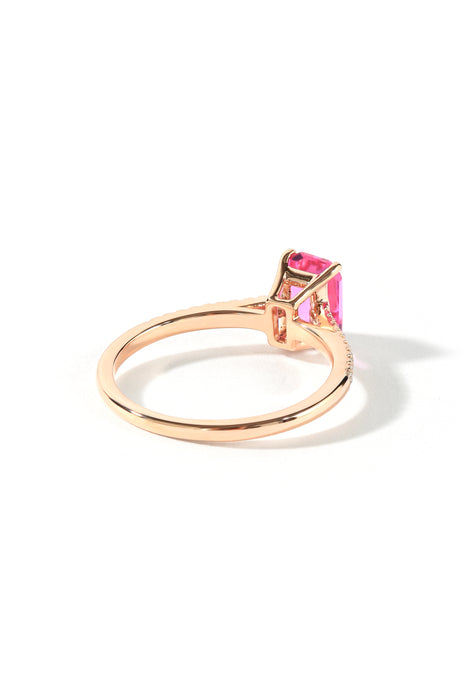 9ct Rose Gold Pink Sapphire and 0.10ct Diamond Ring