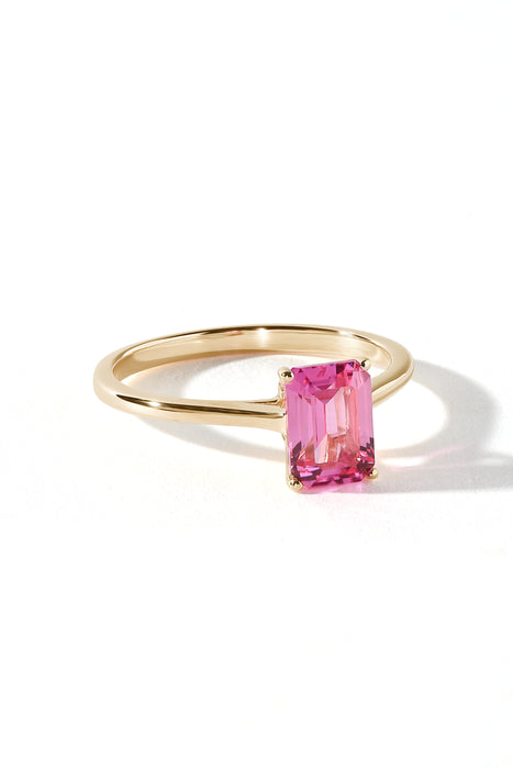 9ct Yellow Gold Created Pink Sapphire Ring