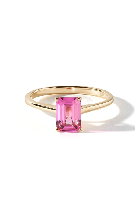 9ct Yellow Gold Created Pink Sapphire Ring